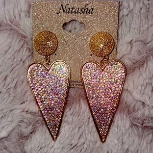 Natasha Heart shaped Dangle earrings, GOLD